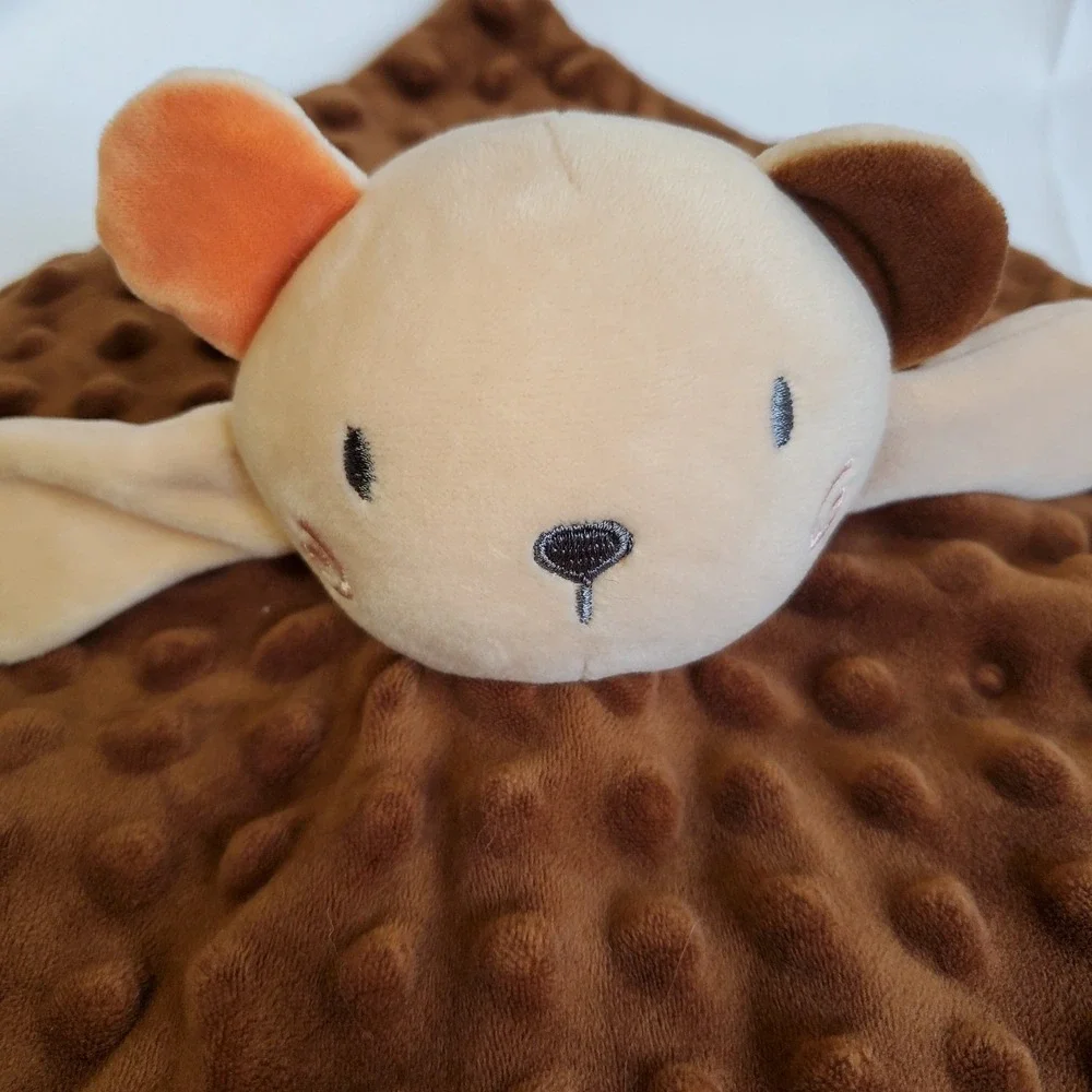 Castle Brown Minky‎ Dot Security Blanket Plush Lovey Dog Puppy 11x11 Inches